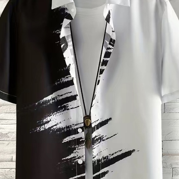 NWT!!! Mens street style vintage 3D oil brush painted print shirt; Sz 4X(52) - Picture 6 of 7
